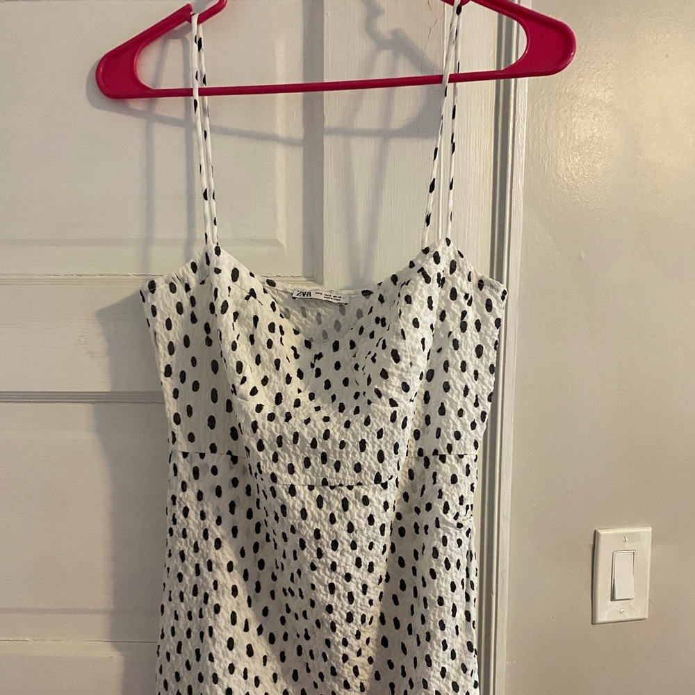 Zara White & Black Polka Dot Mini Dress